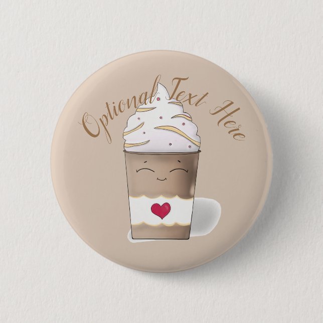 Latte & Whipped Cream (Coffee)    2 Inch Round Button (Front)