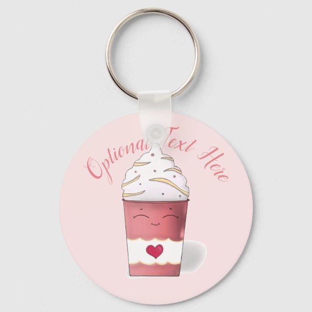 Latte & Whipped Cream (Pink)   Keychain (Front)