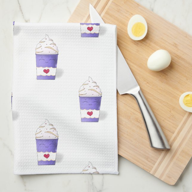 Latte & Whipped Cream (Purple)   Kitchen Towel (Quarter Fold)