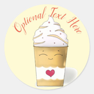 Latte & Whipped Cream (Yellow) Classic Round Sti Sticker