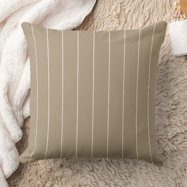 Latte White Stripes Pattern Throw Pillow (Blanket)