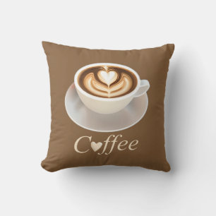 Latte with a Heart for Coffee Lovers Throw Pillow