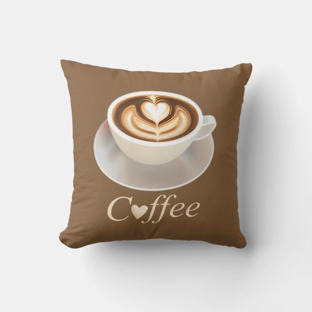 Latte with a Heart for Coffee Lovers  Throw Pillow (Front)