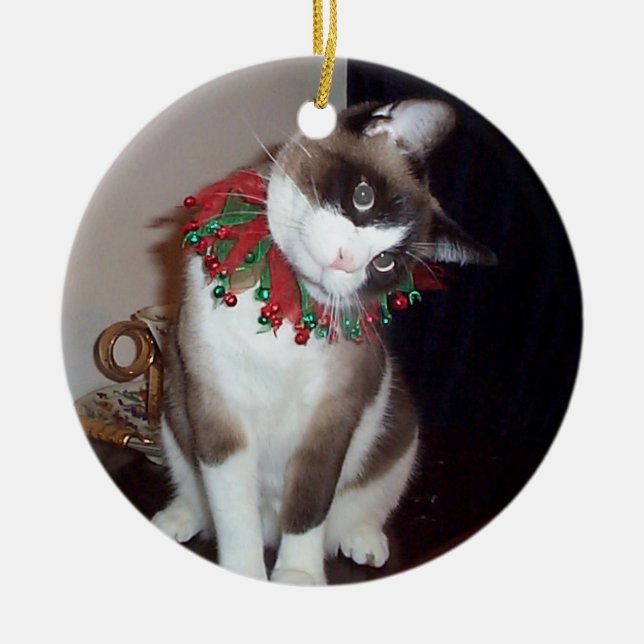 Latte's Christmas Ceramic Ornament (Front)