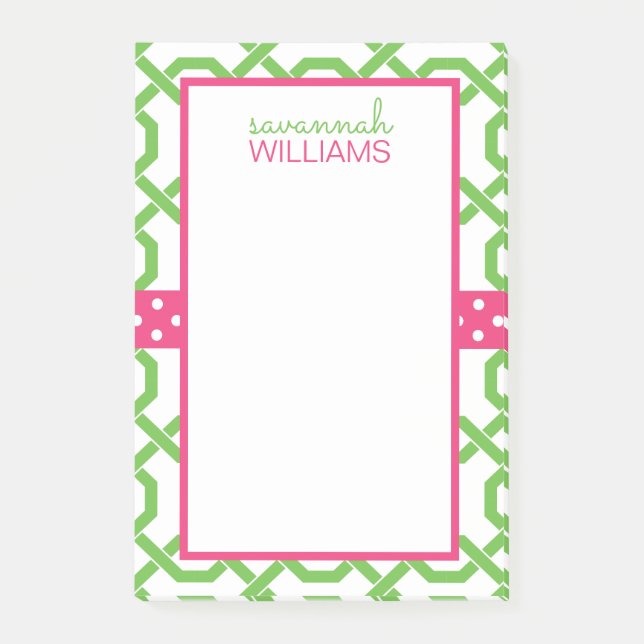 Lattice and Grosgrain Personalized Post-it Notepad (Front)