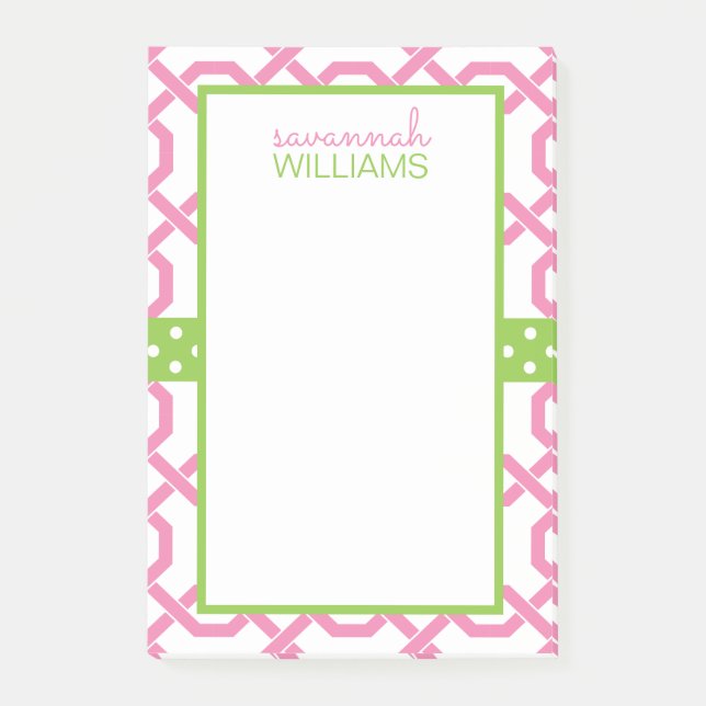 Lattice and Grosgrain Personalized Post-it Notepad (Front)