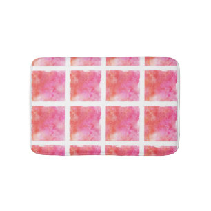 Lattice and Marble Effect Pink and Orange Bath Mat