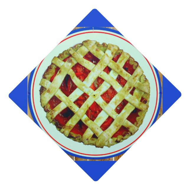 Lattice Crust Cherry Pie Graduation Cap Topper (Front)