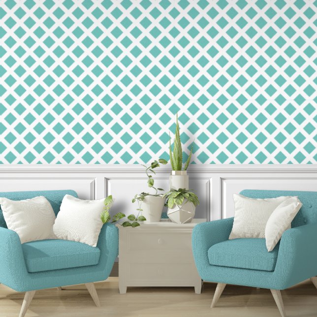 Lattice Diagonal White Teal Wallpaper (Creator Uploaded)