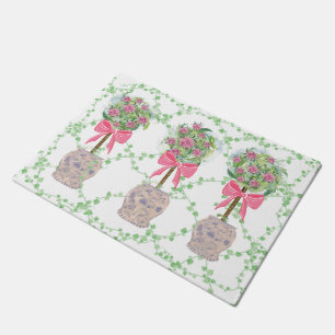 Lattice Green Topiary Roses Ginger jars jar Doormat