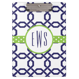 Lattice & Grosgrain Monogrammed Clipboard
