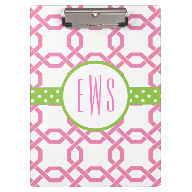 Lattice & Grosgrain Monogrammed Clipboard (Front)