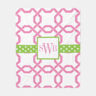 Lattice & Grosgrain Monogrammed Fleece Blanket
