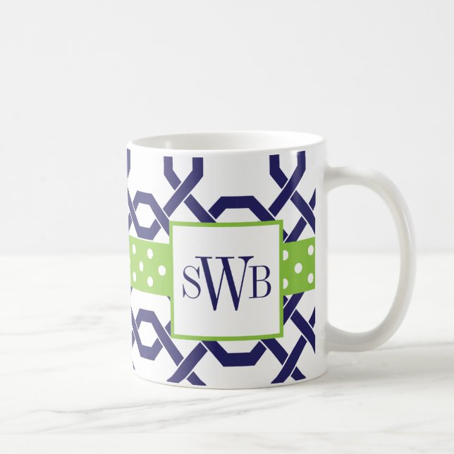 Lattice & Grosgrain Monogrammed Mug (Right)