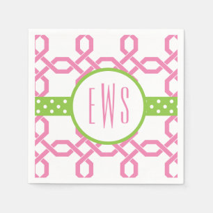 Lattice & Grosgrain Monogrammed Party Napkins