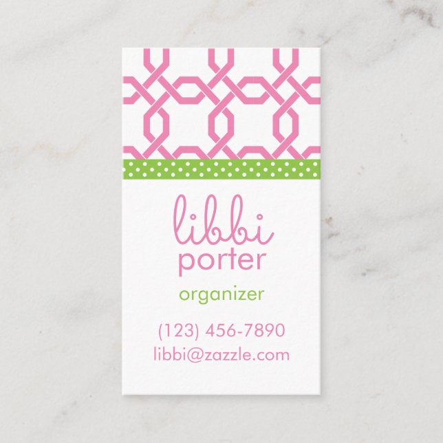 Lattice & Grosgrain Personalized Business Cards (Front)