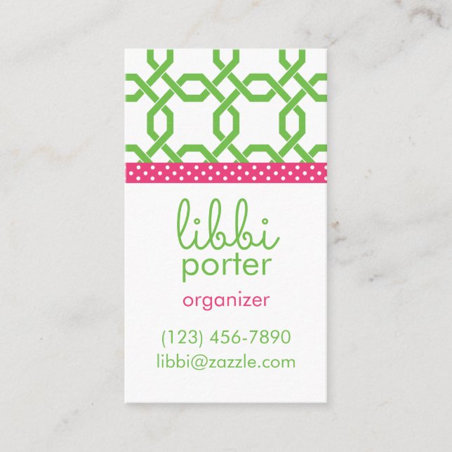 Lattice & Grosgrain Personalized Business Cards (Front)