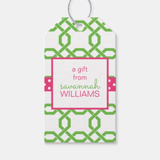 Lattice & Grosgrain Personalized Gift Tags (Front)