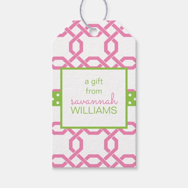 Lattice & Grosgrain Personalized Gift Tags (Front)