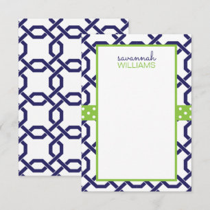 Lattice & Grosgrain Personalized Note Cards