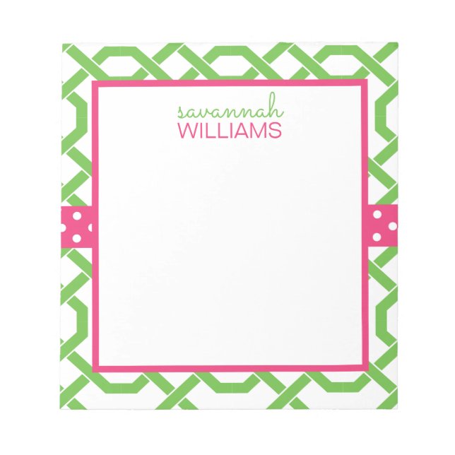 Lattice & Grosgrain Personalized Notepad (Front)