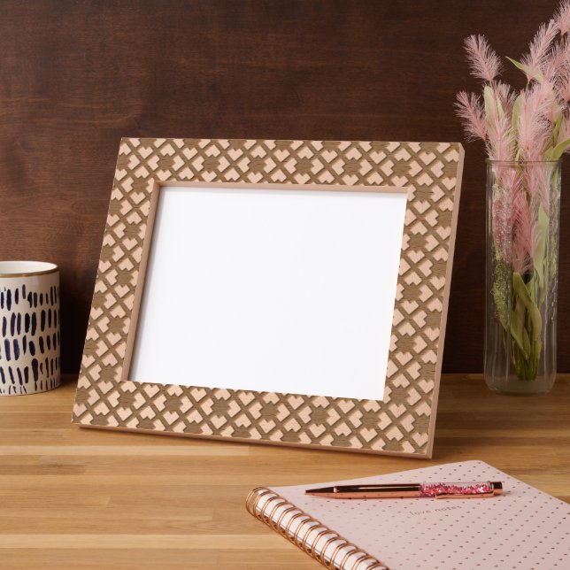 Lattice pattern picture frame made of etched wood (Left)