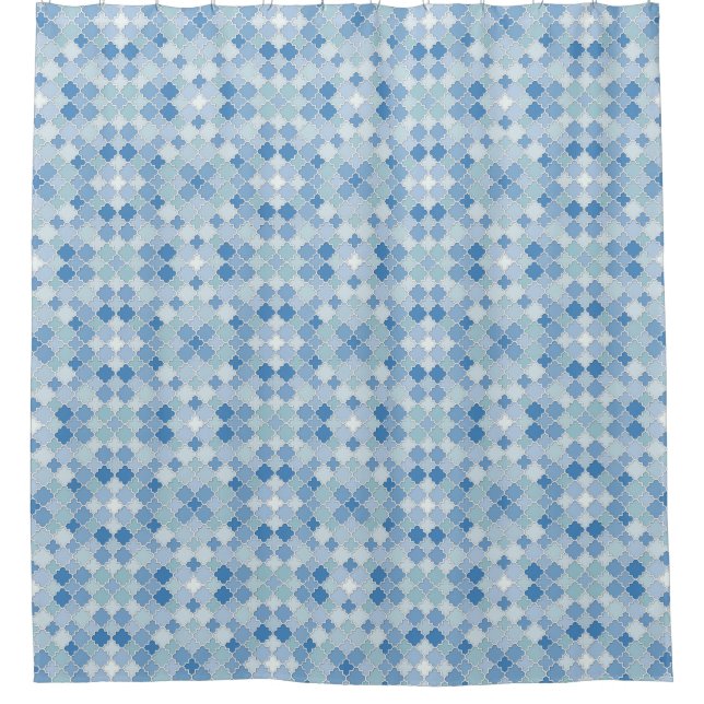 Lattice Quatrefoil Pattern Cerulean Blue (Front)