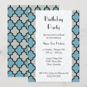 Latticework, Quatrefoil, Trellis, Birthday Party Invitation