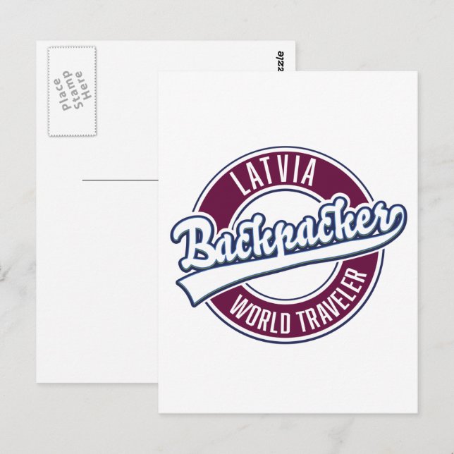 Latvia backpacker world traveller postcard (Front/Back)