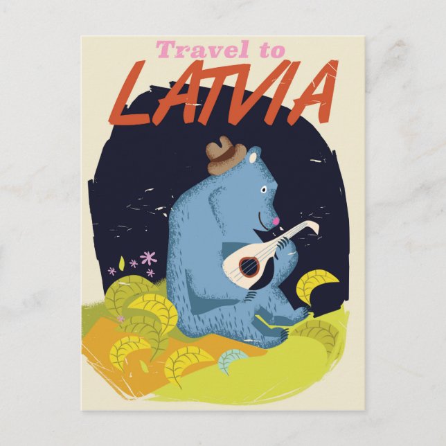 Latvia Cartoon vintage travel poster Postcard (Front)