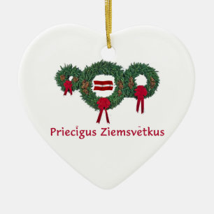 Latvia Christmas 2 Ceramic Ornament