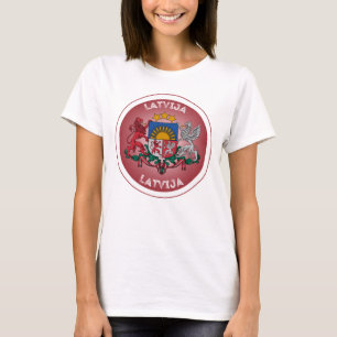 Latvia Coat of Arms Circle Shape  T-Shirt