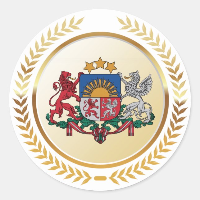 Latvia Coat of Arms Classic Round Sticker (Front)