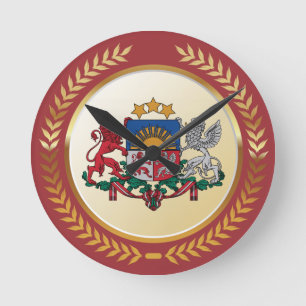 Latvia Coat of Arms Round Clock