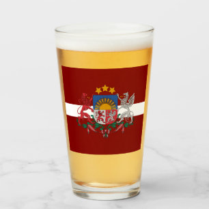 Latvia flag-coat of arms glass