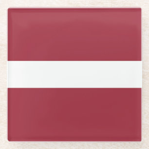 Latvia Flag Glass Coaster