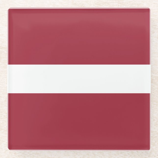 Latvia Flag Glass Coaster (Front)
