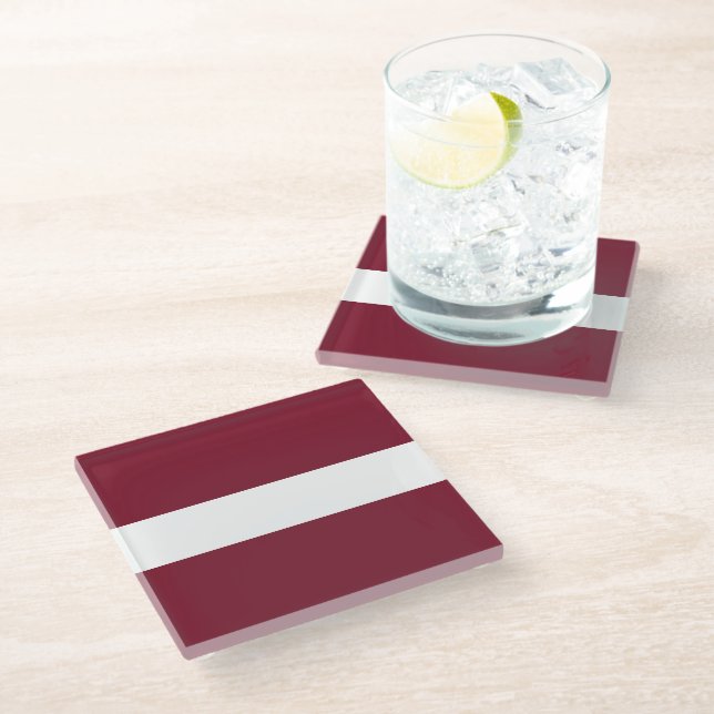 Latvia flag glass coaster (Angled)