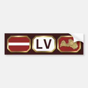 Latvia Flag Map Code Bumper Sticker