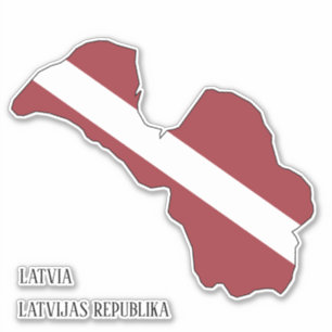 Latvia Flag Map Outline