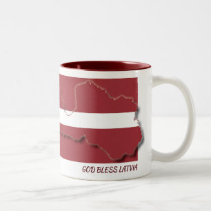 LATVIA FLAG MAP Scripture Customized Two-Tone Coffee Mug