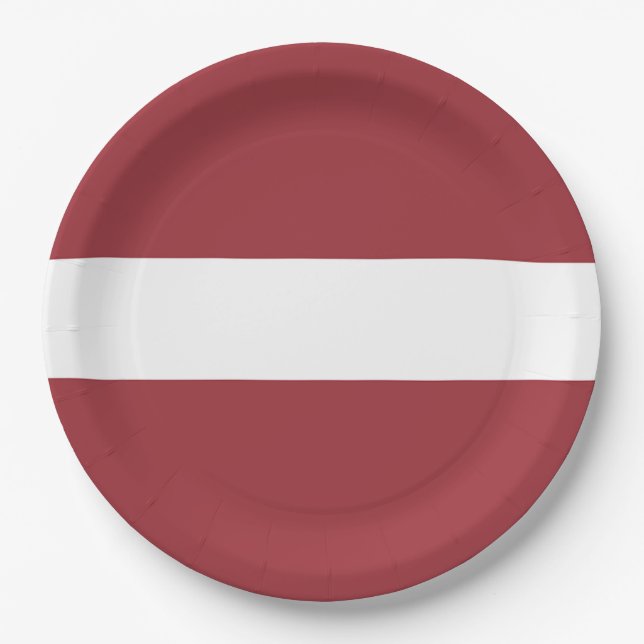Latvia Flag Paper Plate (Front)