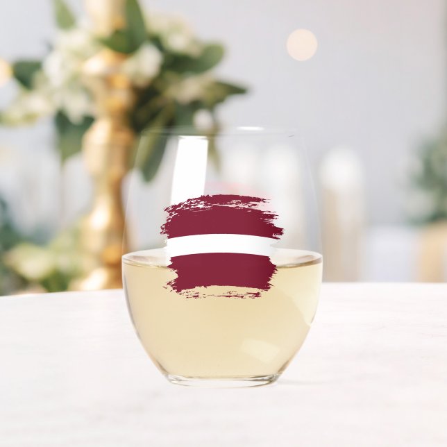 Latvia flag stemless wine glass (Insitu (Wedding))