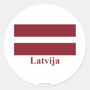 Latvia Flag with Name in Latvian Classic Round Sticker