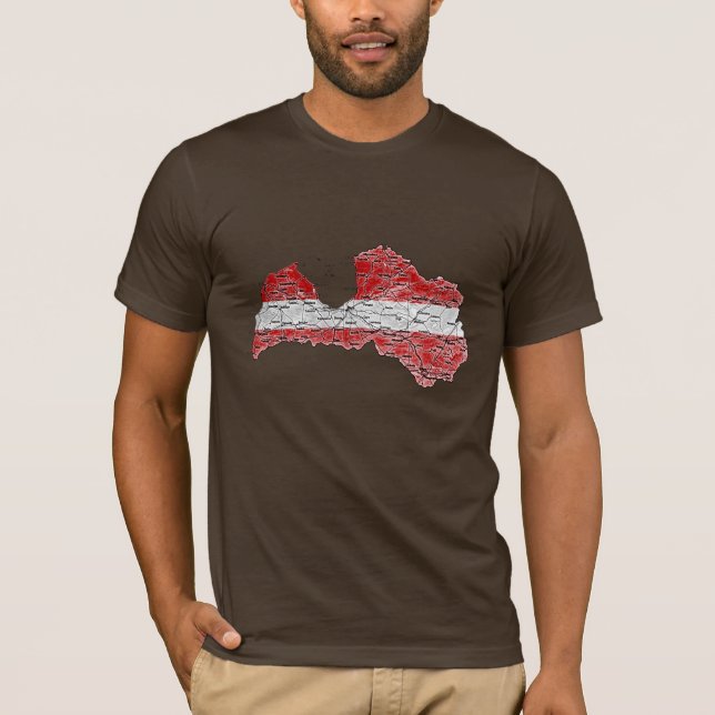 Latvia Flagcolor Map T-Shirt (Front)