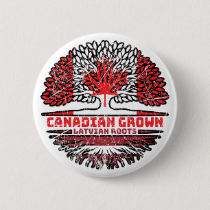 Latvia Latvian Canadian Canada Tree Roots Flag 2 Inch Round Button
