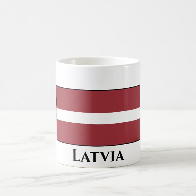 Latvia (Latvian) Flag Coffee Mug (Center)