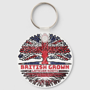 Latvia Latvian Uk United Kingdom British Tree Keychain