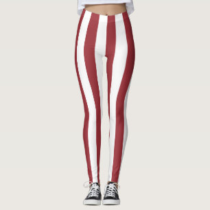 Latvia National Flag Colours Vertical Striped Leggings