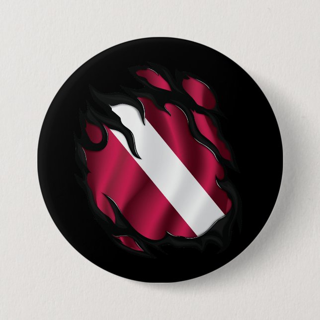 Latvia Ripped Flag 3 Inch Round Button (Front)